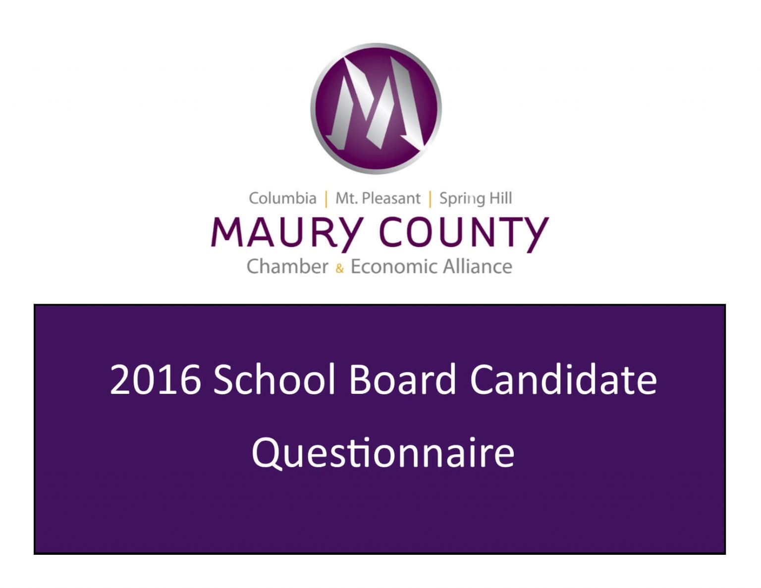 School Board Candidate Questionnaire and Responses Maury Alliance
